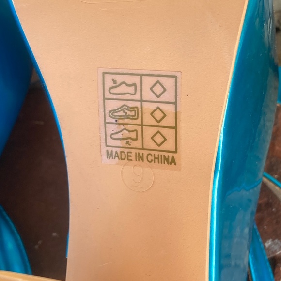 C DANCER IRIDESCENT BLUE PLATFORMS UNICORN RAINBOW MERMAID HEELS STRAPPY PLEASER - Picture 8 of 12